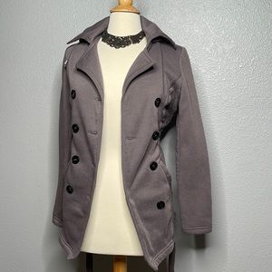 Small Me Jane doublebreasted button closure sweatshirt hoodie jacket, lavender
